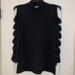 Black top with silver shimmer, slit sleeves